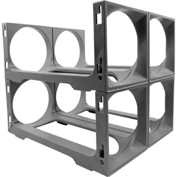 Stakrax 4-Bottle Collapsible Storage Fridge Rack Organiser/Bottle Holder Silver