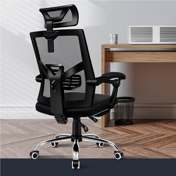 ALFORDSON Office Chair Mesh Executive Massage Gaming Seat Leather Fabric Tilt Mesh - All Black