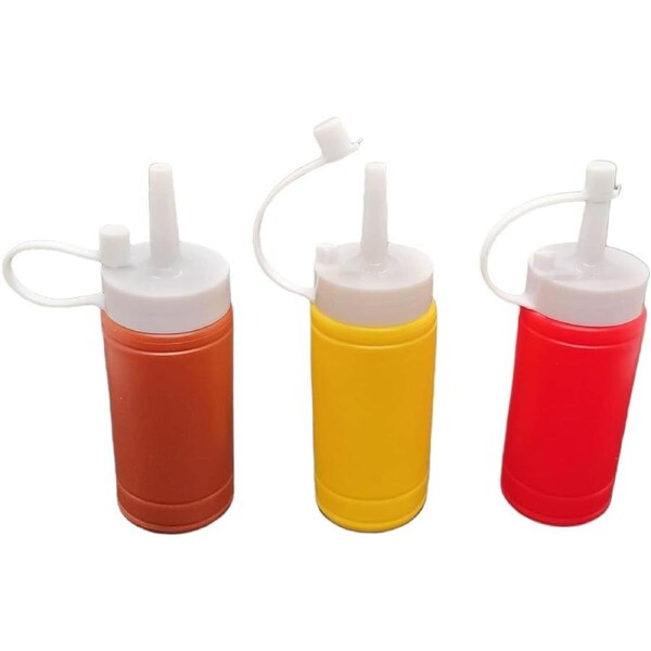 Plastic Squeeze Squirt Condiment Bottles Twist On Cap Lids Vinegar Oil Sauce