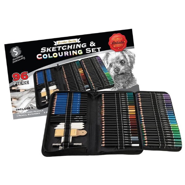 96 Piece Sketching and Colouring Set