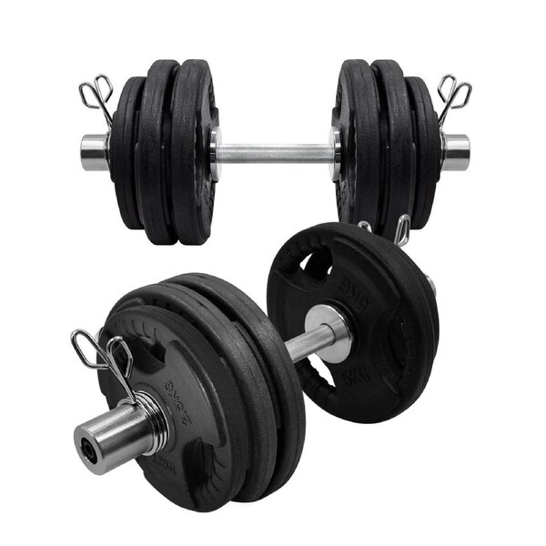 58kg Olympic Dumbell Set - Rubber Coated Iron Plate Dumbbell Weight Set