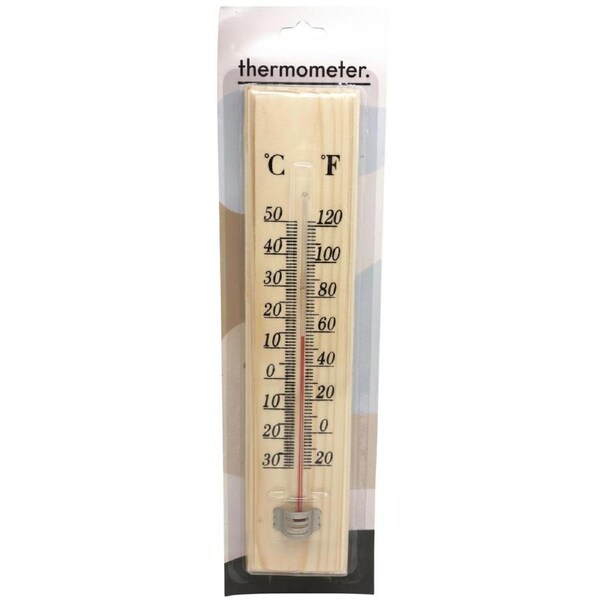 27cm Wooden Thermometer Indoor Outdoor Glass Wall Hanging Room Sensor Jumbo