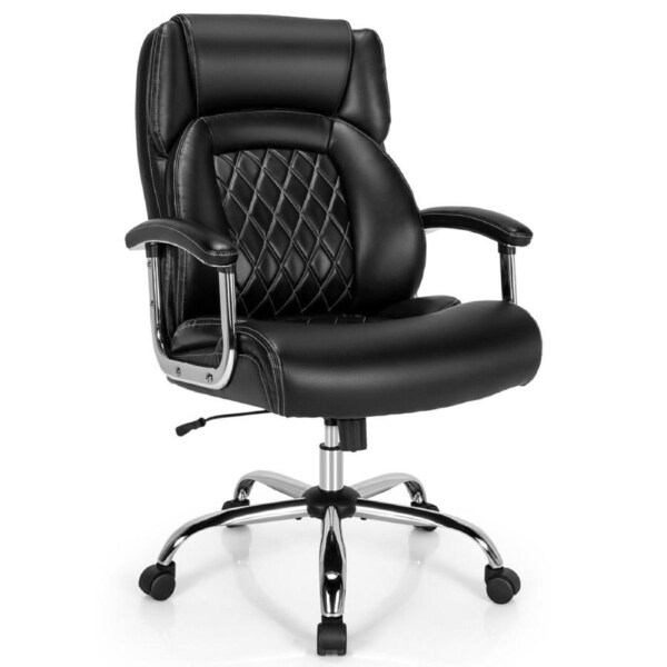 Giantex Height Adjustable Executive Chair Swivel Task Chair w/ Armrest Computer Desk Chair Recliner Black