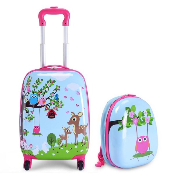 Costway 2PC Suitcase Set 16" Suitcase & 13" Backpack Travel Trolley Carry on Bag for Schooling Traveling