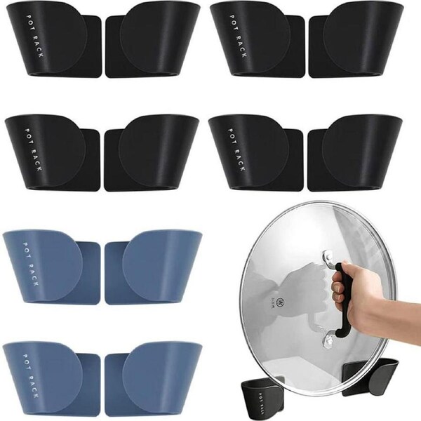 6 Set Pot Lid Holder Kitchen Organizer Wall-Mounted Hanging Holder For Pot Cover