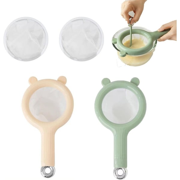 2Pcs 120 Mesh Food Strainer Food Grade Filter with 2 Replacement 80 Mesh
