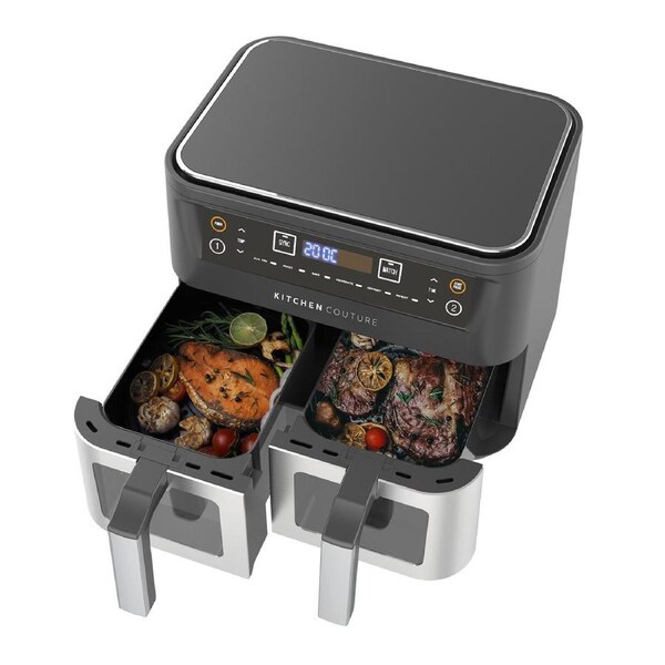 Kitchen Couture Dual View 2 X 5 Litre Air Fryer 6 Programs Stainless Steel