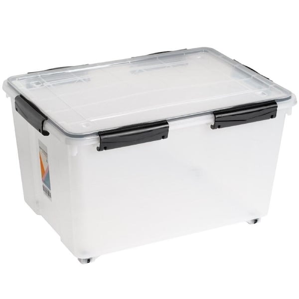55L Airtight Roller Storage Box Lockable Plastic Organiser Container Tub Crate
