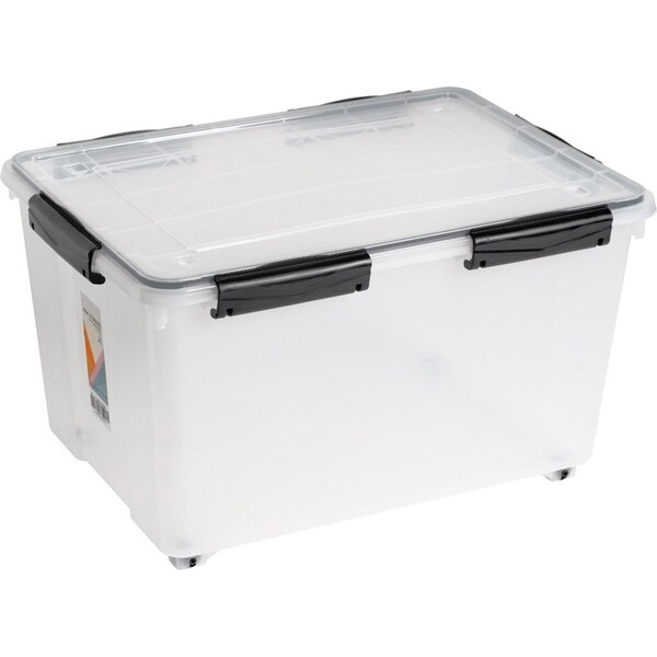3 x 55L Airtight Roller Storage Box Lockable Plastic Organiser Container Tub Crate