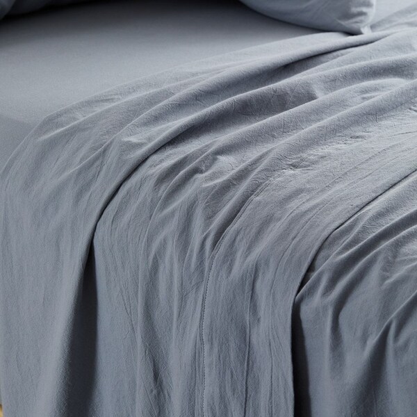 MyHouse Stonewash Flat Sheet 255X260cm 100% Cotton - Petrol - Queen