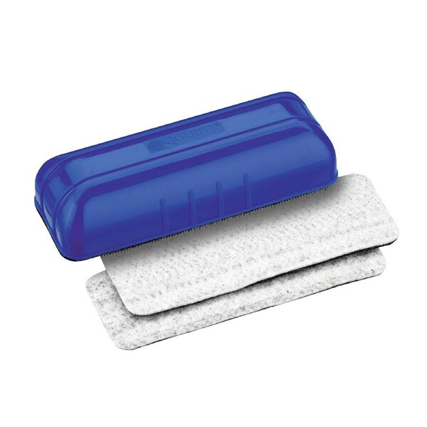 Quartet Magnetic Eraser Cleaner w/ 2x Refill Soft Felt Pads For Whiteboard Blue