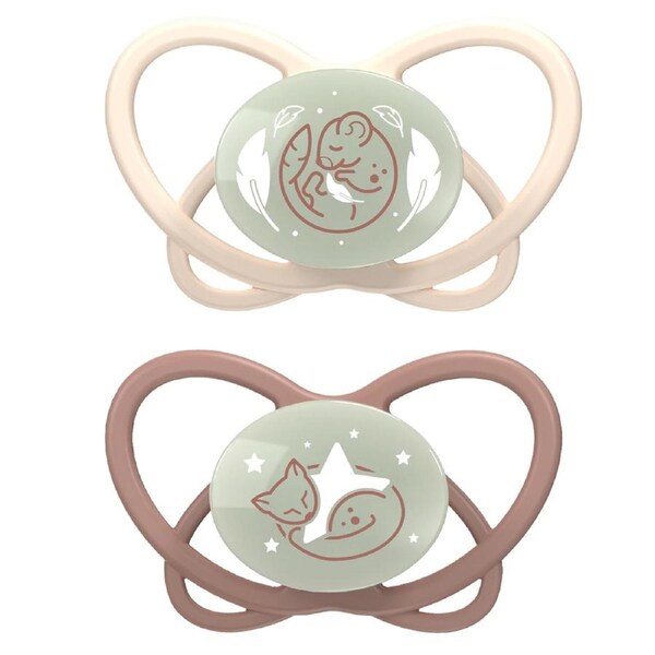 2pc Nip My Butterfly Size 2 Night Soother Orthodontic Dummy Baby 5-18m Neutral