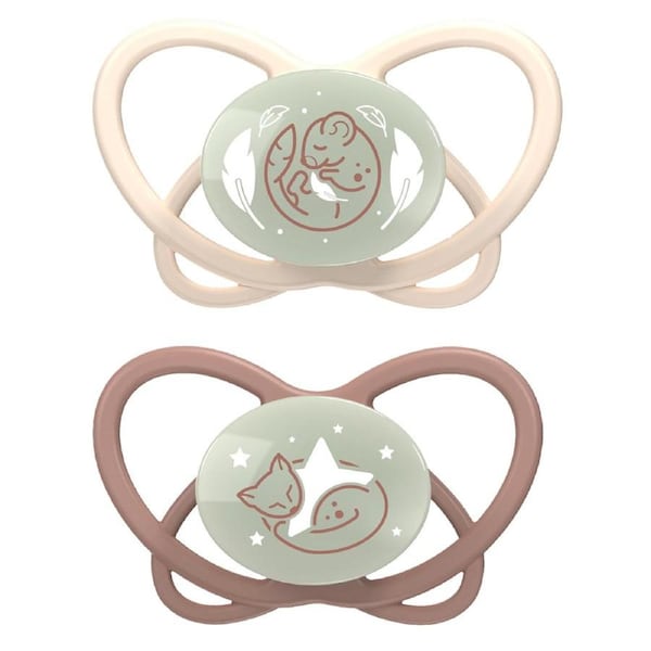 2pc Nip My Butterfly Size 3 Night Soother Orthodontic Dummy Baby 16-32m Neutral