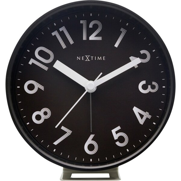 NeXtime Reflect Plastic 12.5x13cm Analogue Desk Alarm Clock w/ Night Light Black