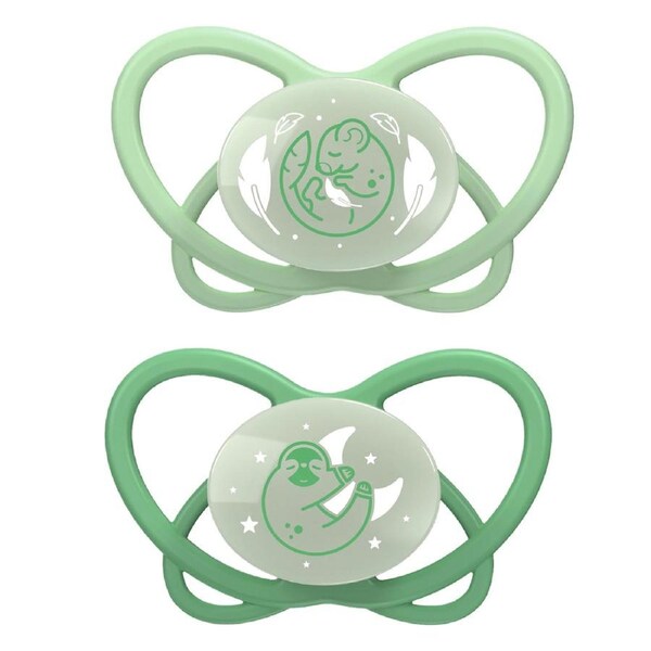 2pc Nip My Butterfly Size 2 Night Soother Orthodontic Pacifier Baby 5-18m Green