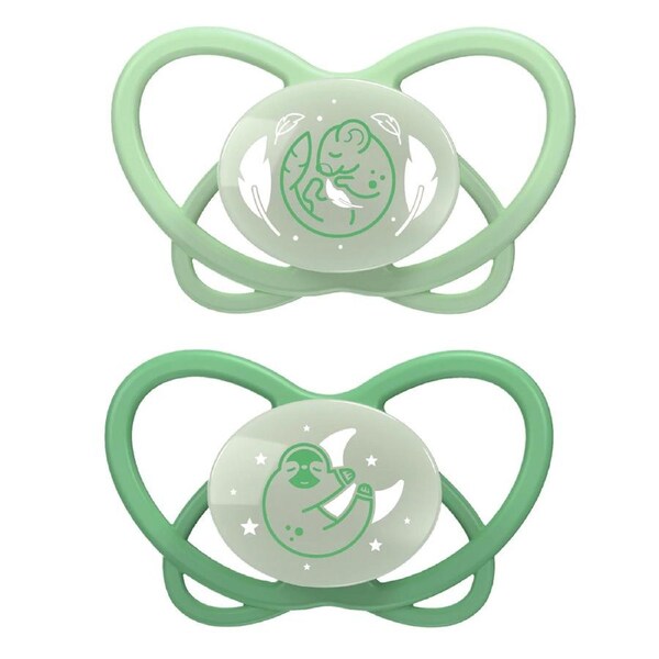 2pc Nip My Butterfly Size 3 Night Soother Orthodontic Pacifier Baby 16-32m Green