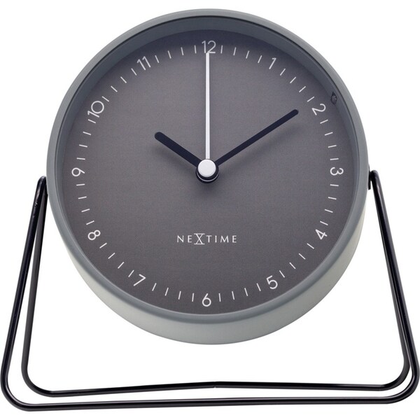 NeXtime Berlin Metal 14x13cm Analogue Table/Desk Alarm Clock w/ Night Light Grey