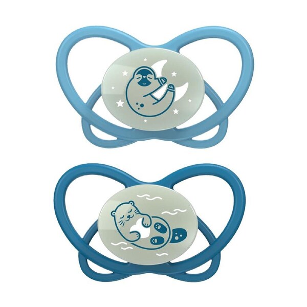 2pc Nip My Butterfly Size 3 Night Soother Orthodontic Pacifier Baby 16-32m Blue