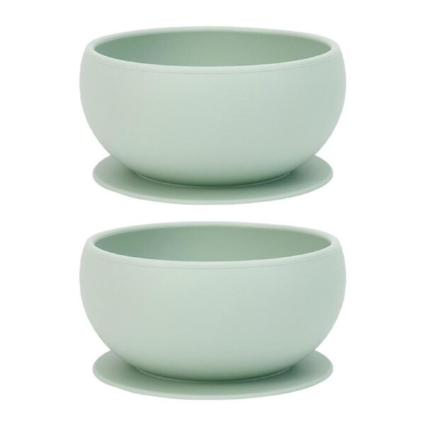 2x Annabel Trends Baby/Kids Silicone Suction Food Feeding Bowl BPA Free 0+ Moss