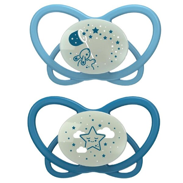 2pc Nip My Butterfly Size 1 Night Soother Orthodontic Pacifier Baby 0-6m Blue