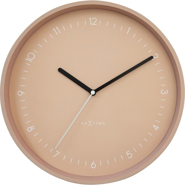 NeXtime Berlin Glass Analogue 30cm Hanging Wall Clock Decor Silent Sweep Pink