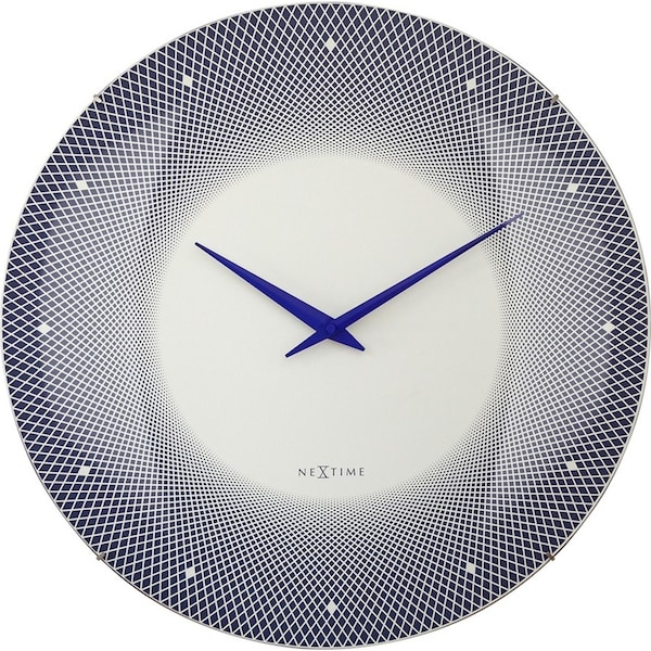 NeXtime Deep Glass Analogue 50cm Hanging Wall Clock Decor Silent Sweep Blue