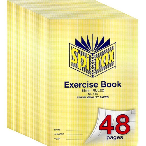 Spirax 113 Exercise Book Ruled 18mm 70gsm 48 Page A4 20 Pack