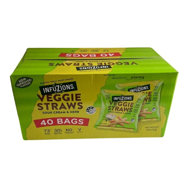 Majans Infuzions Veggie Straws Sour Cream and Herb 40 bags 600g