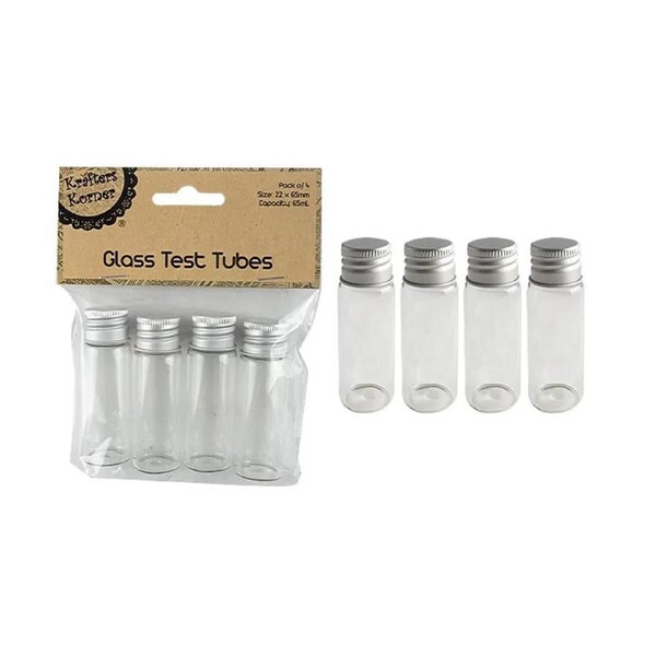 40Pcs Mini Empty Metal Lid Glass Bottles Art Craft Wish Tiny Test Tube Vials