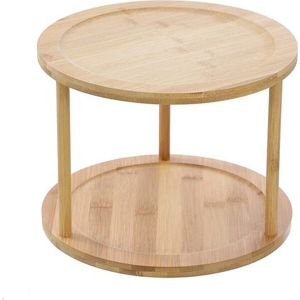 2 x Lazy Susan Turntable 2 Tier Spice Rack Shelf Organizer Kitchen Storage Tray