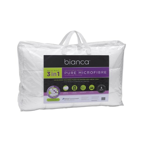 Bianca Relax Right Pure Microfibre Pillow 3 in 1 Adjustable height 1150g