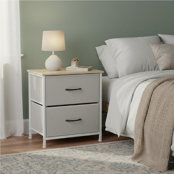 Levede Bedside Table 2 Chest of Drawers Dresser - Beige