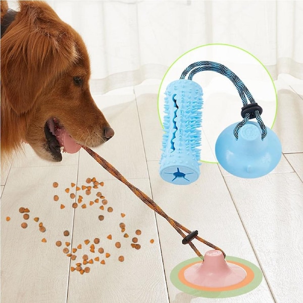 2pcs Pet Toy Suction Cup Food Leakage Snack Ball Molar Training Chew Toy