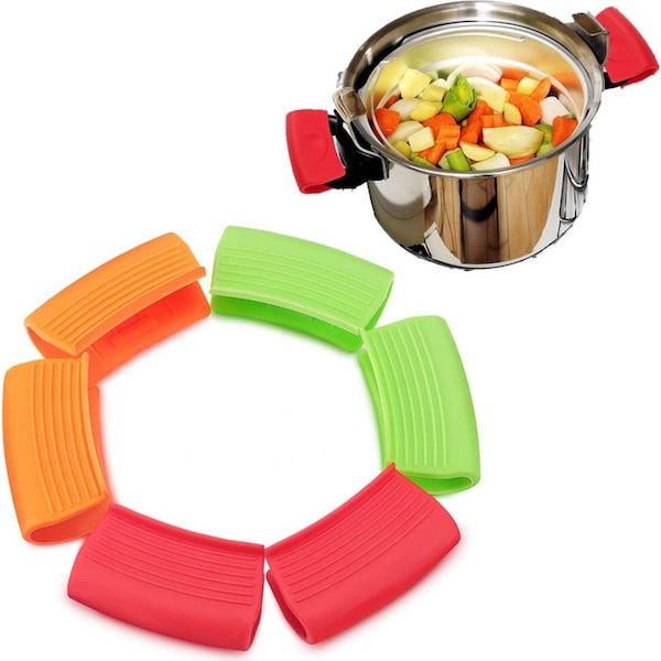 3 Pairs Silicone Assist Handle Hot Handle Holder Sleeves Heat Insulated Pot Grip