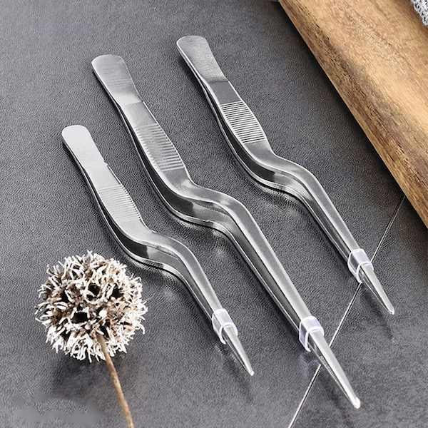 3 Pack Portable 3 Sizes Kitchen Tweezers BBQ Food Tweezers Clip Mini Chief Tongs