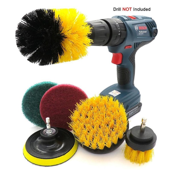 6 Pack Drill Brush Attachment Kit All Purpose Power Scrubber Cleaning Brush