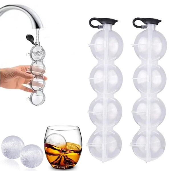 2 Pack 4 Hole Ice Cube Makers Round Ice Hockey Mold Whisky Ball Ice Mould