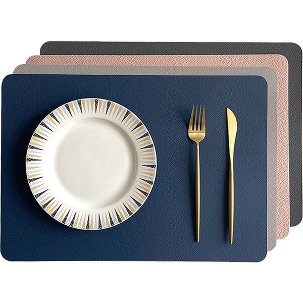 Set of 4 PU Leather Placemats for Dining Table Double-Sided Kitchen Table Mats
