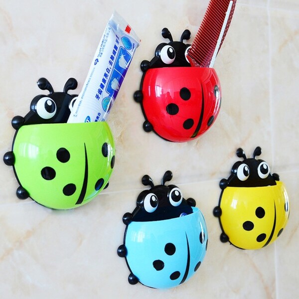 4 Pack Toothbrush Holders Cute Seven-Star Ladybug Toothbrush Holder