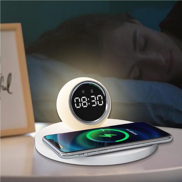 Multifunctional Digital Clock Alarm Clock Wireless Charging Night Light