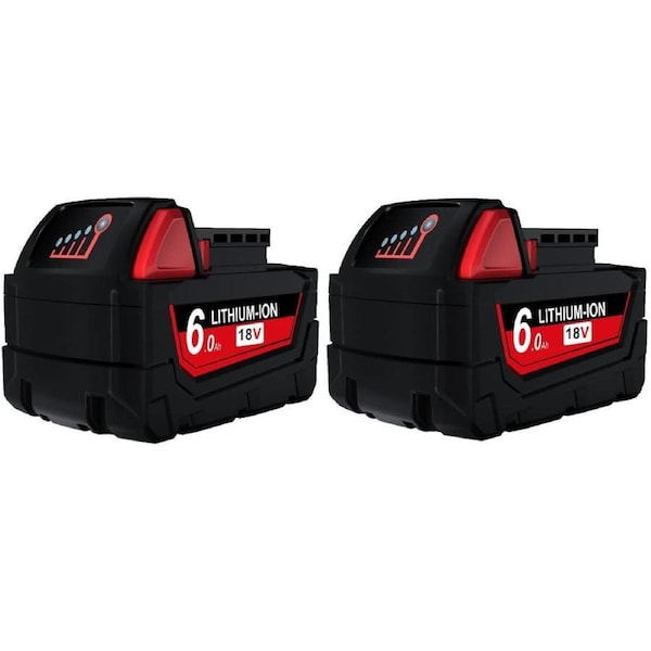 [2 Pack] Tavice Milwaukee M18 Compatible 18V 6.0Ah Lithium XC Battery - Replaces 48-11-1840 48-11-1860 Extended