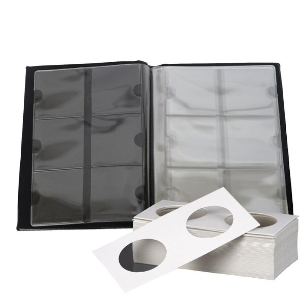 Coin Collection Book Australia Holder Album Staple Cardboard Flips 2" X2" Inches Clear Window Collector Display Storage Stock 60 Pockets 100X 31.5mm