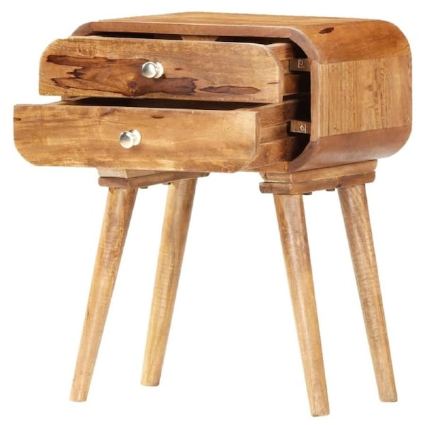 Solid Mango Wood Bedside Table 2 Drawers Nightstand Cabinet Bedroom Tables