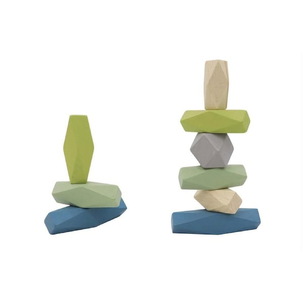 Kaper Kidz Wooden Stacking Stone Blocks Vintage Blue Children's Play Toy 2yrs+