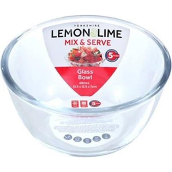 2 x Round Glass Mixing Bowl Microwave Oven Safe Salad Fruit Serving Bowl 480ML