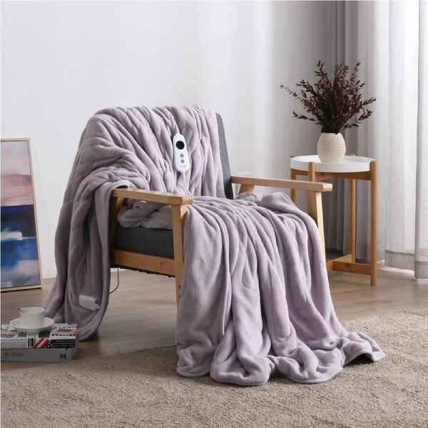 Dreamaker Coral Fleece Electric Heated Throw Blanket Washable Lavender 180x200cm