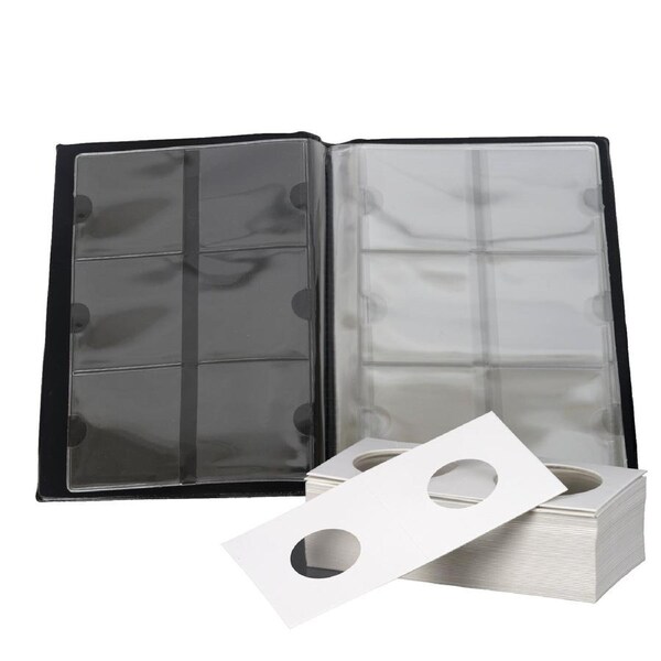Coin Collection Book Australia Holder Album Staple Cardboard Flips 2" X2" Inches Clear Window Collector Display Storage Stock 60 Pockets 100X 23mm