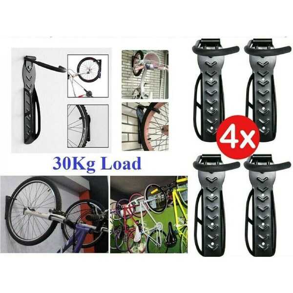 4PCS Steel Bicycle Wall Rack Mount Bike Garage Stand Holder Storage Hanger Hook