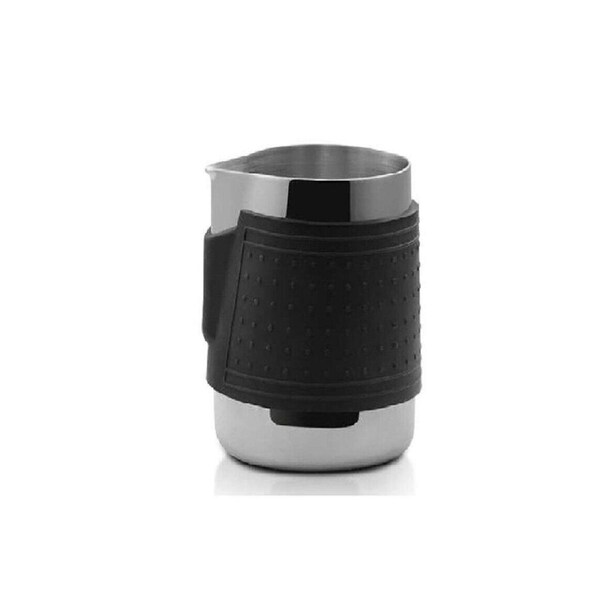 Stainless Steel Milk Frothing Jug Coffee Pitcher W/ Black Silicone Sleeve 350ml