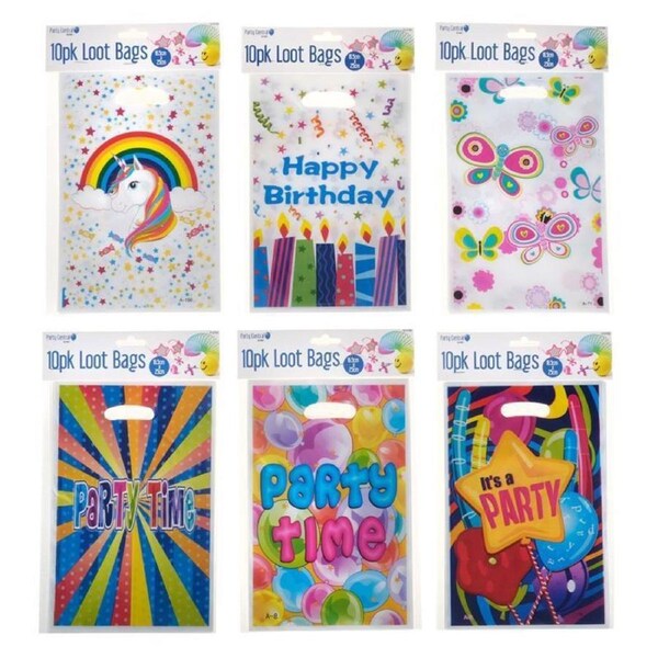 60x Plastic Birthday Loot Bag Party Supplies Lolly Gift Treat Packaging Bulk
